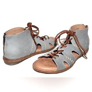 Born | Shoes | Born Nea Nubuck Leather Lace Up Sandals Dusty Blue